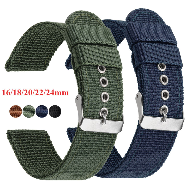 Nato Strap Nylon - ナイロン時計ストラップブラウングリーンブラックバンドミリタリーカジュアル時計バンドアーミースポーツブレスレット交換ベルト 16 ミリメートル 18 ミリメートル 20