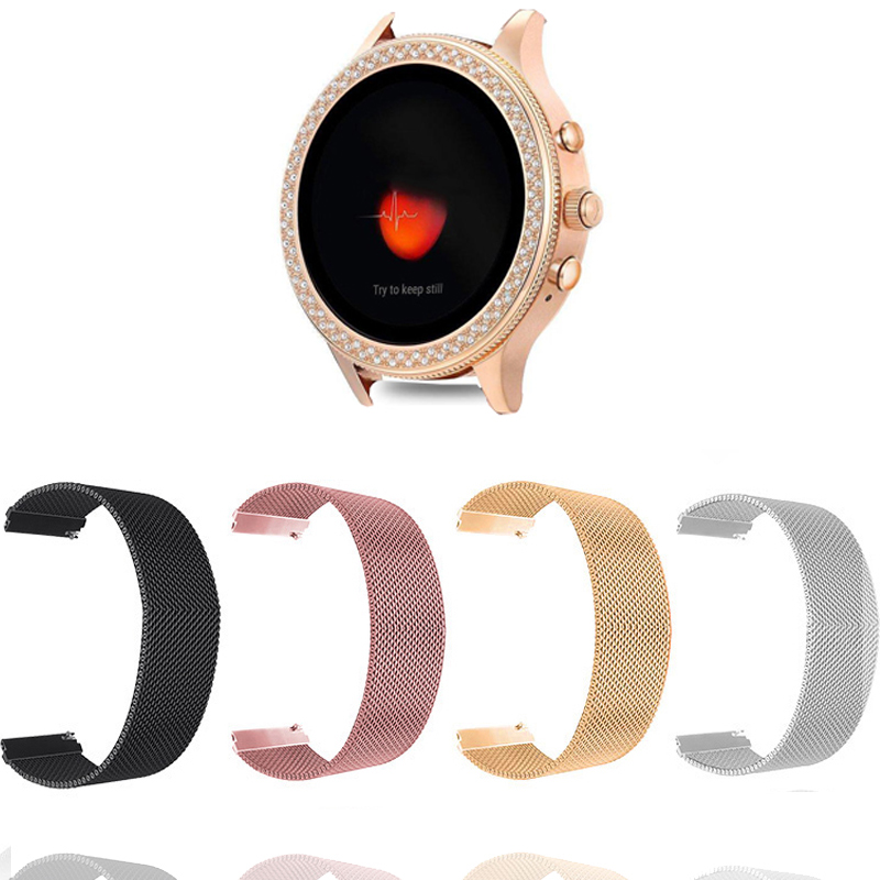 Fossil Watches Smartwatch Gold - 解剖学用18mmミラネーゼループストラップ4 qベンチャー時間/gen 3 qベンチャースマートウォッチ用クイックリリースバンドc2ローズゴールド