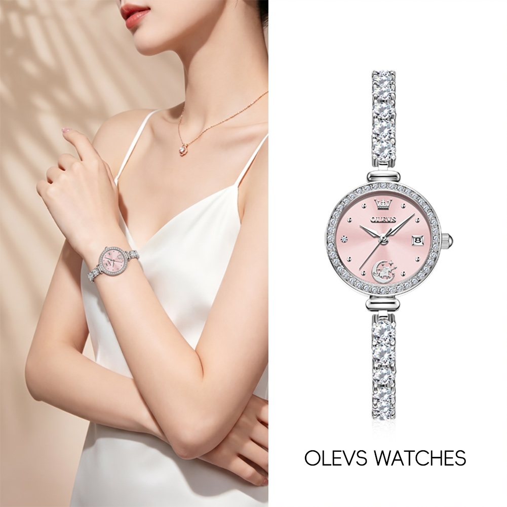 Analog Quartz Watch - OLEVS 2998 ブランドオリジナルの本物の女性用腕時計ギフトボックスブレスレットシンプルなクォーツレディース腕時計