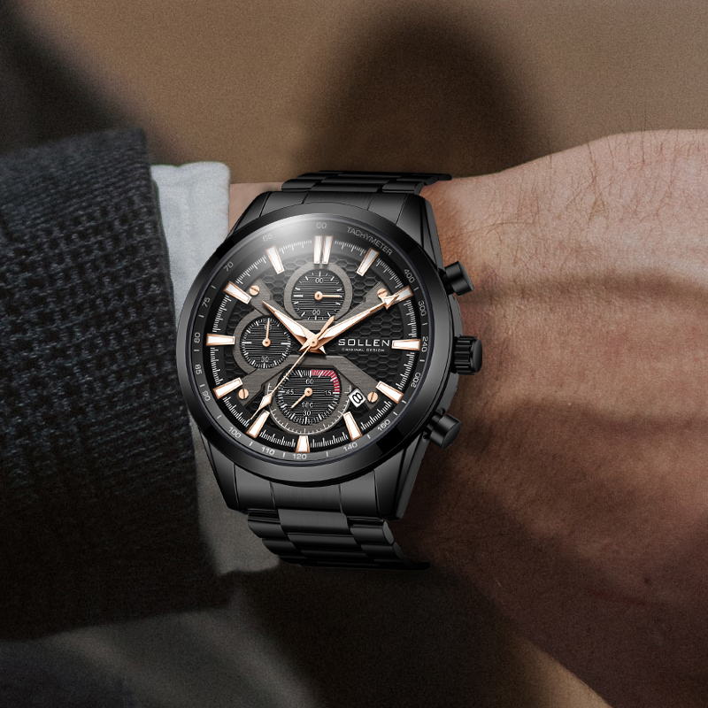 Analog Quartz Watch - メンズ ミリタリー スタイル クォーツ時計 - 発光針付きデジタル
