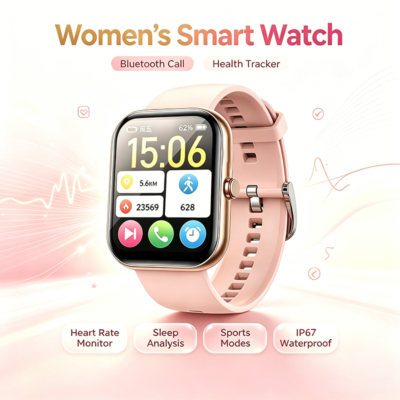 Watches Ladies Smartwatch - 女性用スマートウォッチ BT通話 心拍数 睡眠モニター IP67 スポーツフィットネストラッカー