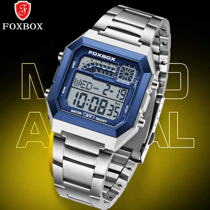 Analog Quartz Watch - FOXBOX ファッション高級デジタルメンズ腕時計 カジュアルスポーツ日付防水夜光腕時計 メンズ用ムーブメント電子腕時計 男性用
