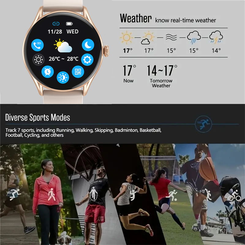 Aweile-スマートウォッチ,Bluetooth,ワイヤレ - Smartwatch Iphone Watches For Women のレビューと価格