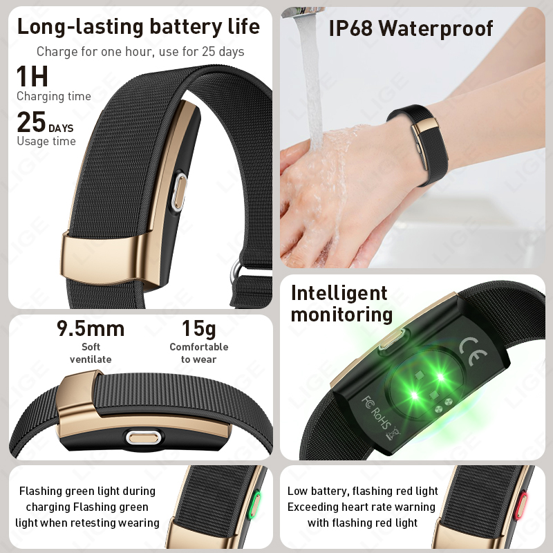 LIGE 新型25日間バッテリー駆動スマートブレスレット 内 - Watches Ladies Smartwatch のレビューと価格