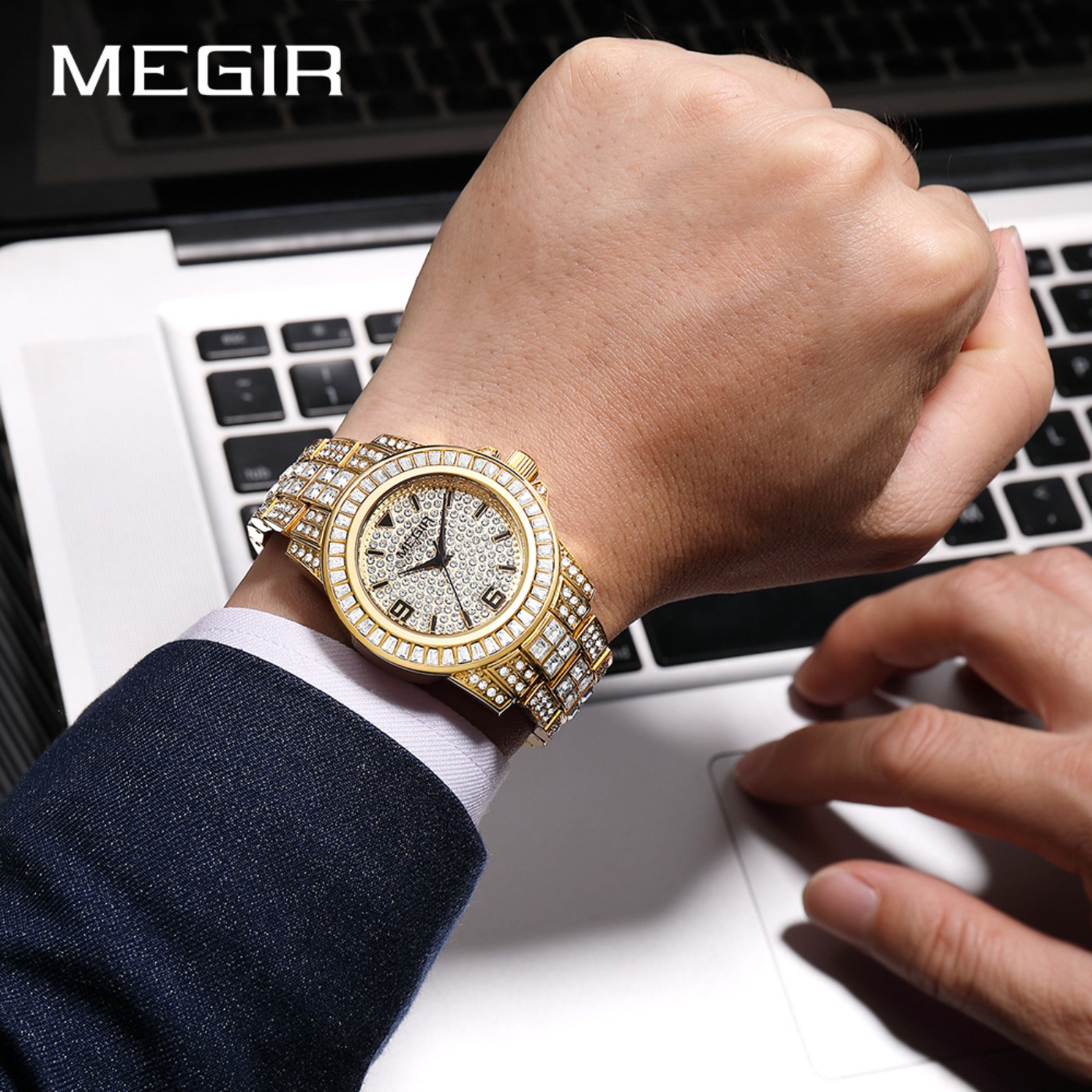 MEGIR 高級ダイヤモンド腕時計ユニセックスファッションア - Analog Quartz Watch のレビューと価格