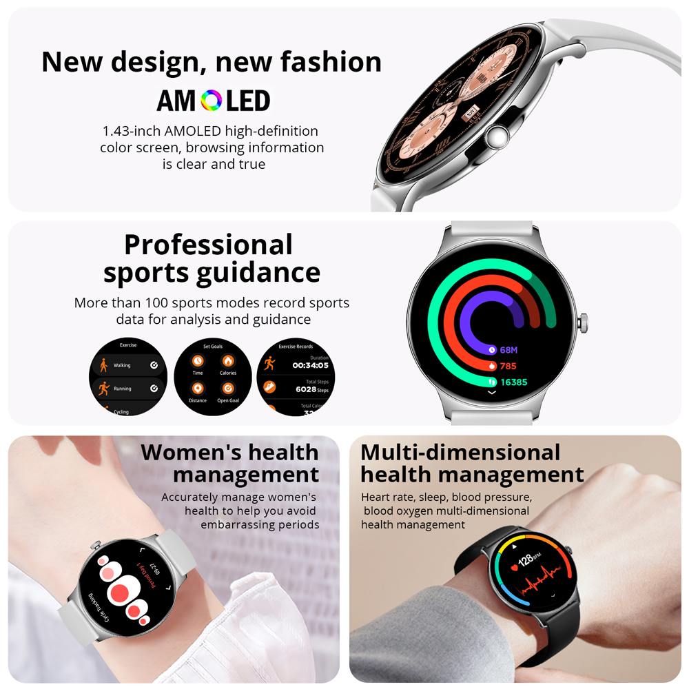 COLMI-女性用コネクテッドウォッチ,防水,1.43インチ - Watches Ladies Smartwatch のレビューと価格