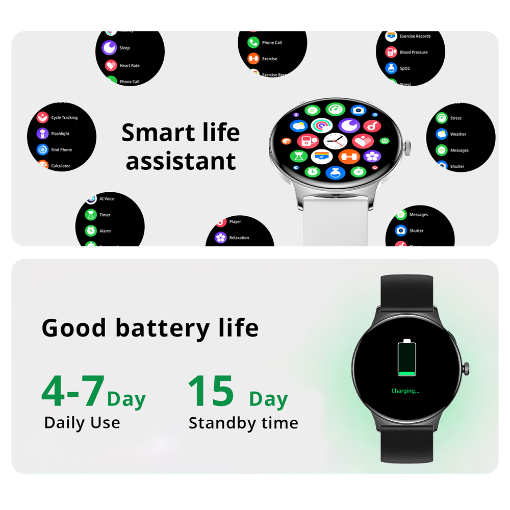 COLMI-女性用コネクテッドウォッチ,防水,1.43インチ - Watches Ladies Smartwatch のレビューと価格