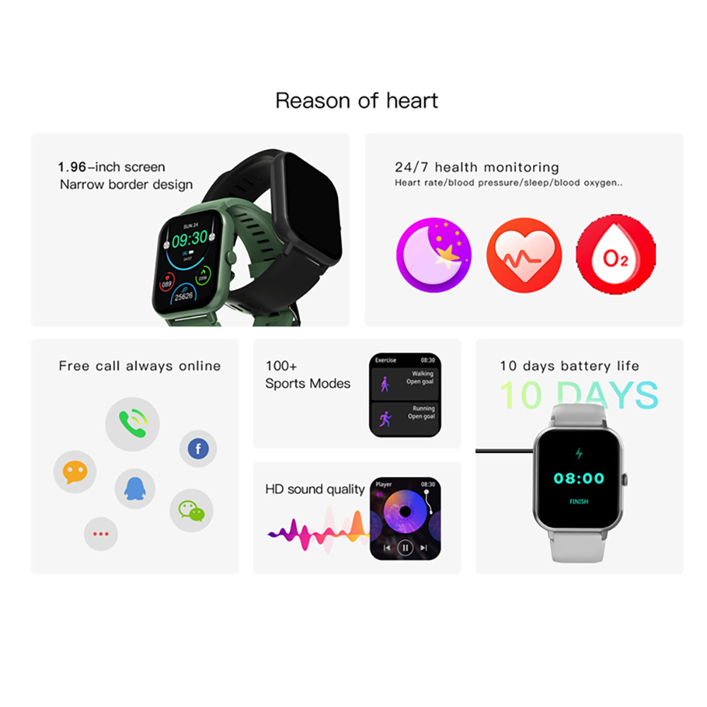 男性と女性のための青い防水時計,24時間の健康モニター,10 - Watches Ladies Smartwatch のレビューと価格