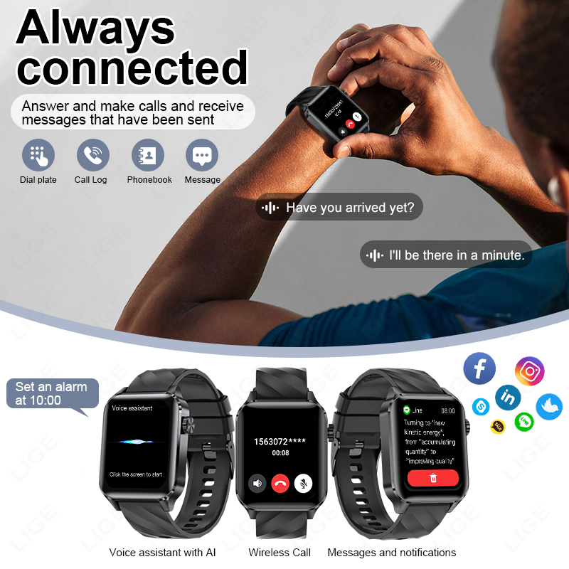 LIGE 新しい Bluetooth 通話スマートウォッチ女 - Smartwatch Iphone Watches For Women のレビューと価格