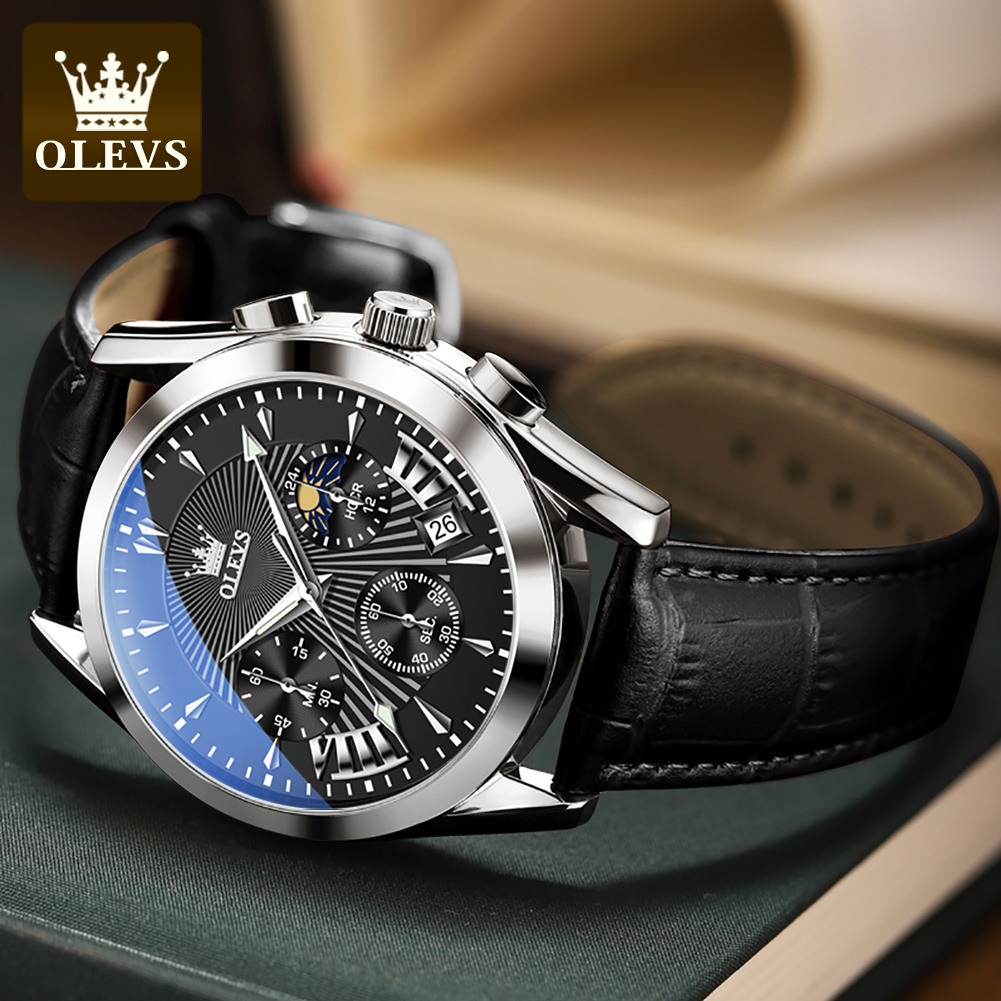 OLEVS カジュアルファッションメンズ腕時計ムーンフェイズ - Analog Quartz Watch のレビューと価格