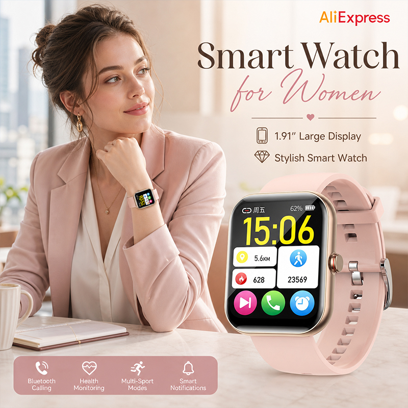 女性用スマートウォッチ BT通話 心拍数 睡眠モニター IP - Watches Ladies Smartwatch のレビューと価格