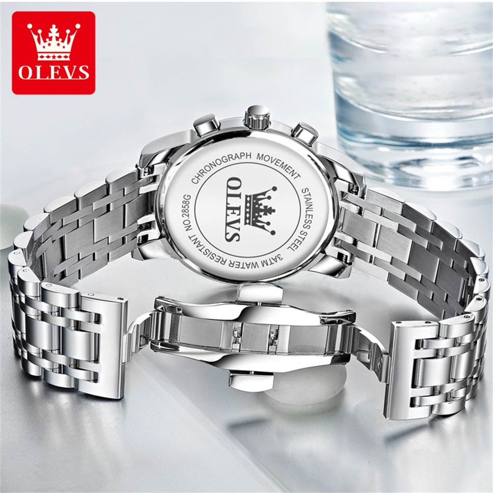 OLEVS 人気のメンズ腕時計ステンレススチールブラックムー - Analog Quartz Watch のレビューと価格