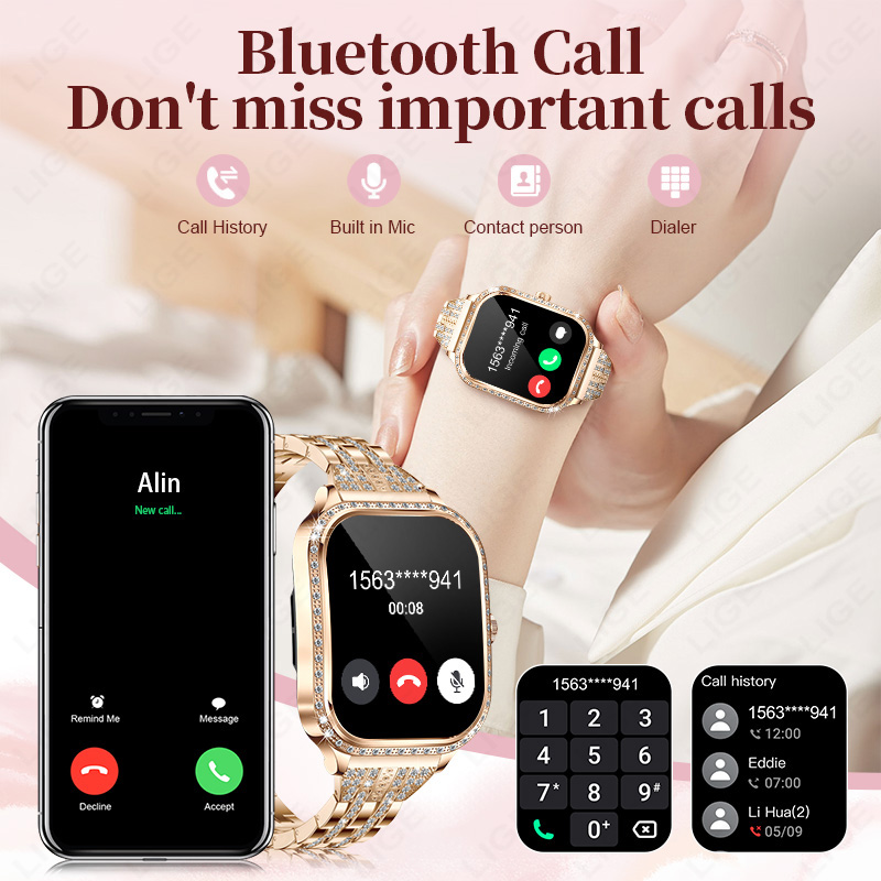 LIGE スマートウォッチ女性防水 Bluetooth 通話 - Watches Ladies Smartwatch のレビューと価格