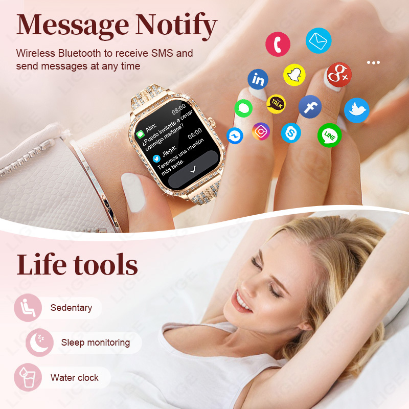 LIGE スマートウォッチ女性防水 Bluetooth 通話 - Watches Ladies Smartwatch のレビューと価格