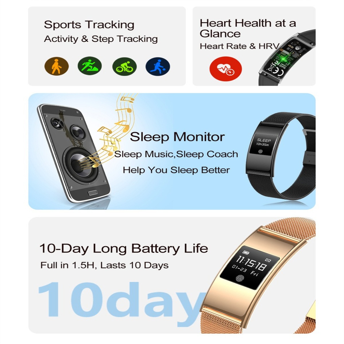 超薄型スタイリッシュスマートウォッチ 男女兼用 心拍数 血中 - Smartwatch Stylish Watches For Women のレビューと価格
