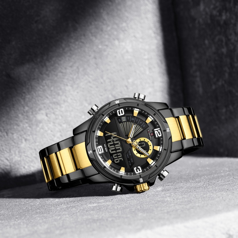 NAVIFORCE 男性デュアルディスプレイ腕時計 3ATM - Analog Quartz Watch のレビューと価格